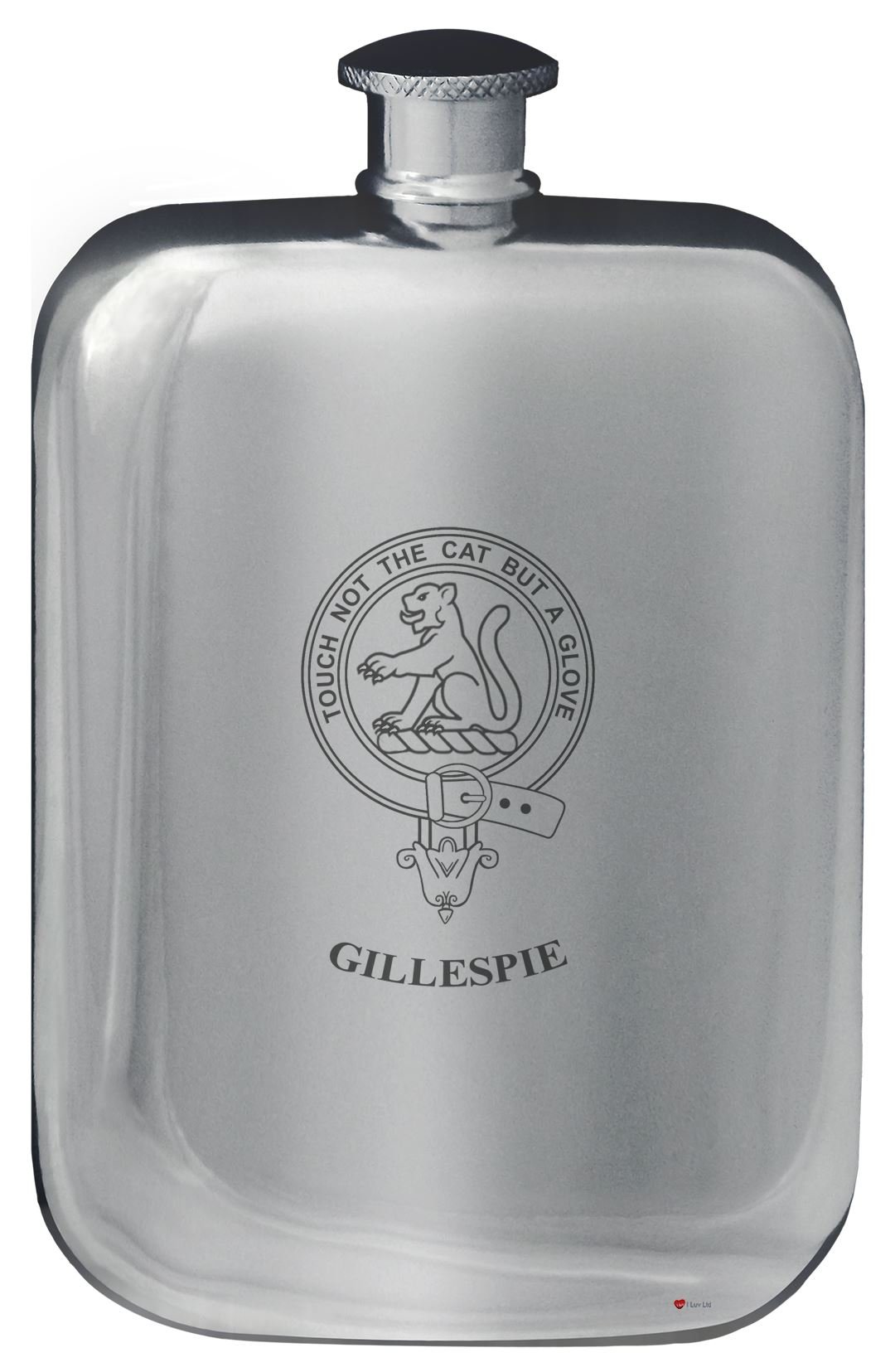 Fiole de Hanche Arrondie Gillespie Étain | Flacon de Poche Anti-Fuite Confortable de 6 oz