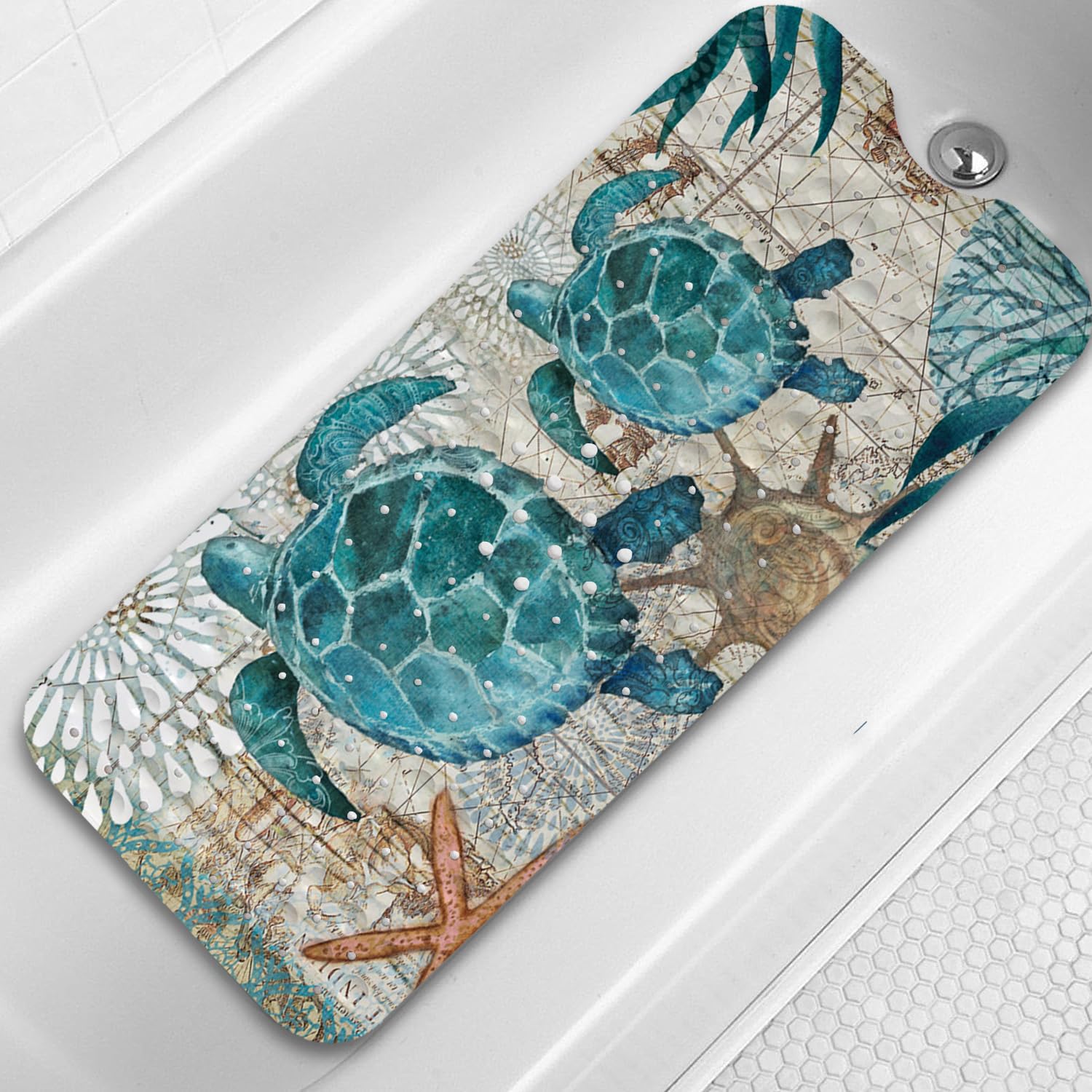 Azppsad Sea Turtle Bathtub Mat