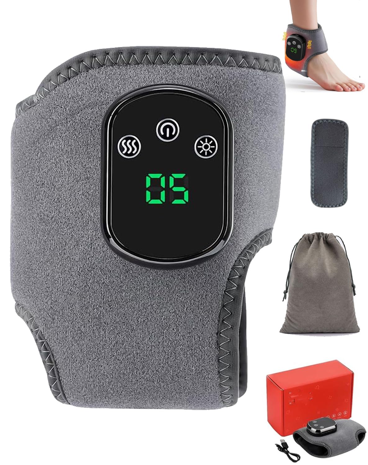 Therapie Masajeador Inteligente, Terapie Masajeador 3 En 1 Para Pies, 3 Modos, 6 Niveles De Calor Ajustable, Calentador De Pies Con Dispositivo De Masaje Para Tobillo, Talón Y Planta Del Pie (1 PCS)