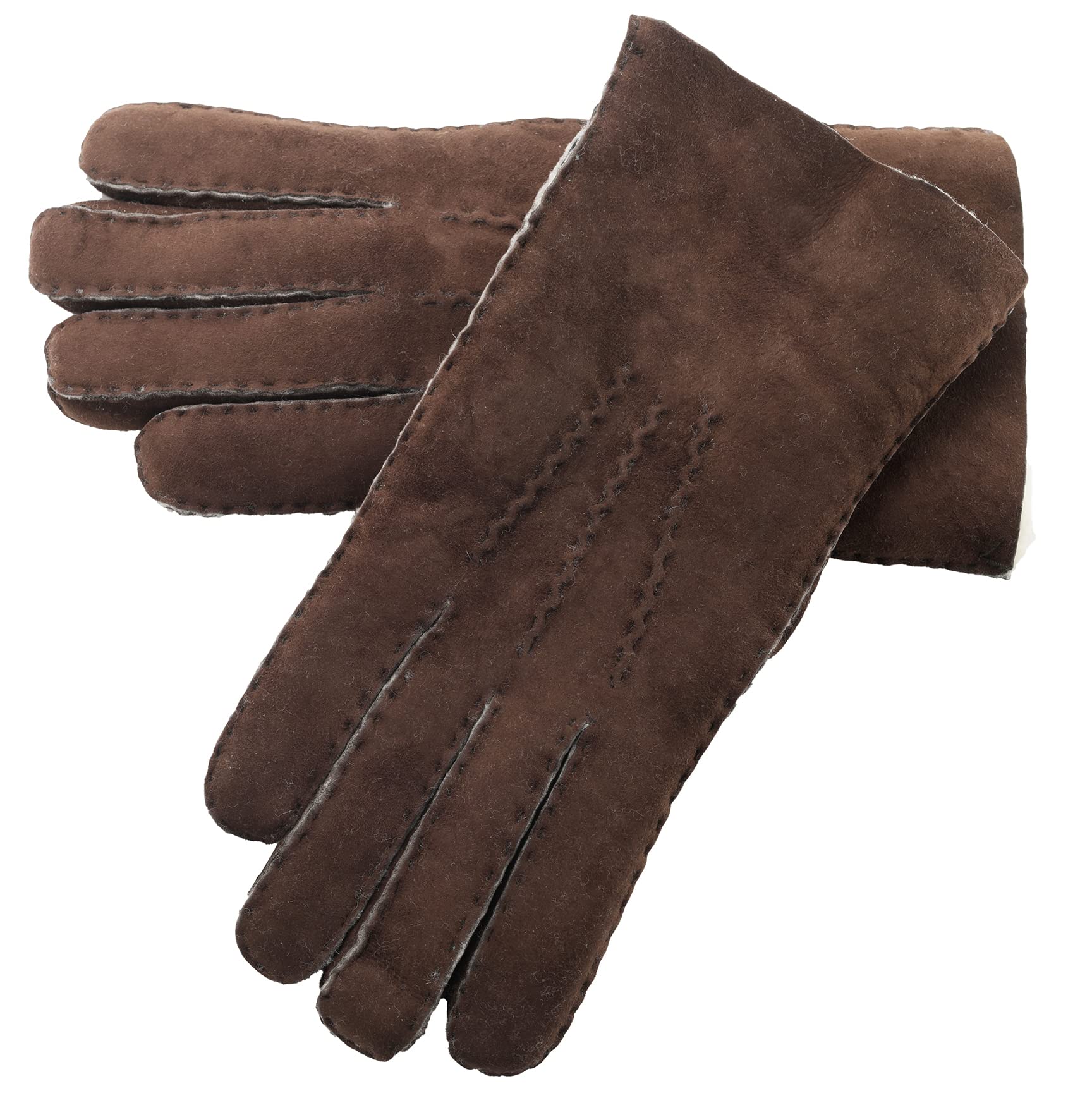 Lambland Men's Premium Lambskin Hand Sewn Cold Weather Winter Gloves (Brown, S (8.5"))