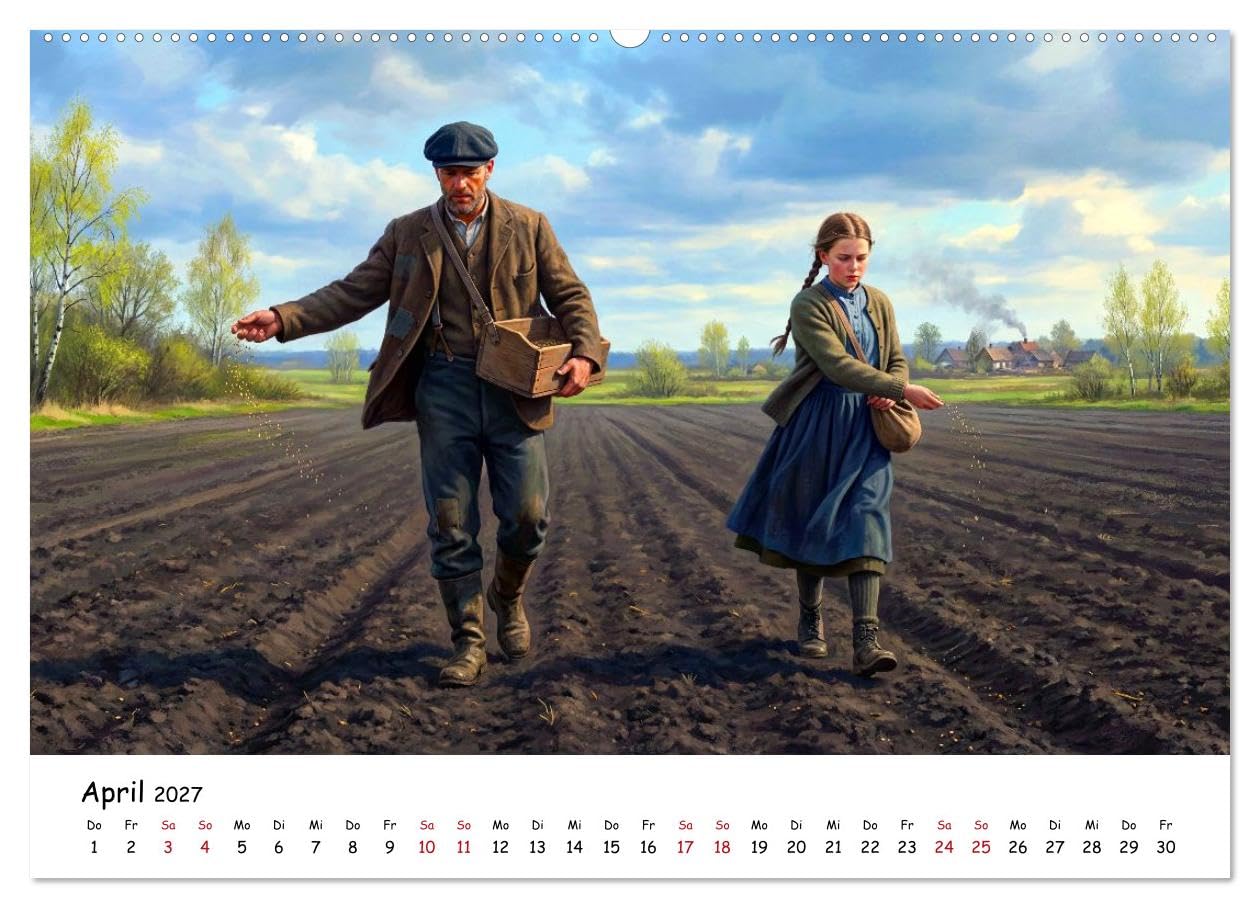 Zwischen Feld und Hof - Landleben vor über hundert Jahren (hochwertiger Premium Wandkalender 2027 DIN A2 quer), Kunstdruck in Hochglanz: Arbeit, Ruhe ... im frühen 20. Jahrhundert. (CALVENDO Kunst)