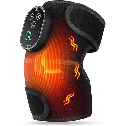 Heating Pad for Knee Pain Relief & Arthritis, Cordless Heated Knee Brace with Massager, Reusable Heat Wrap for Joints, Rechargeable Heating Knee Warmers Wrap, Gifts for Women Men
