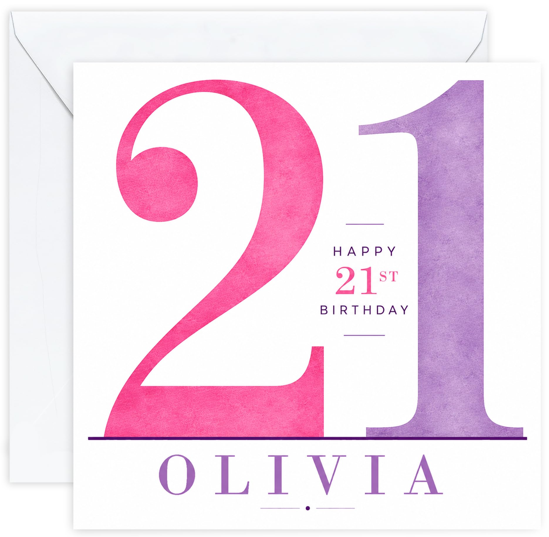 Personalised 21st Birthday Card for Her | Twenty First Birthday Card for 21 Year Old Women | Daughter Sister Niece Granddaughter Friend | Female Birthday Card with Name (Design 01)