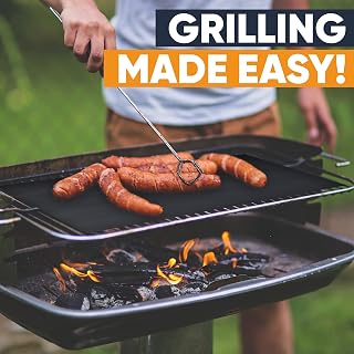 Linda's Essentials Extra Large 3-Pack Grill Mats - Reusable Non-Stick Heat-Resistant BBQ Mats for Outdoor Grills, 16.25x23 Inch Easy Clean