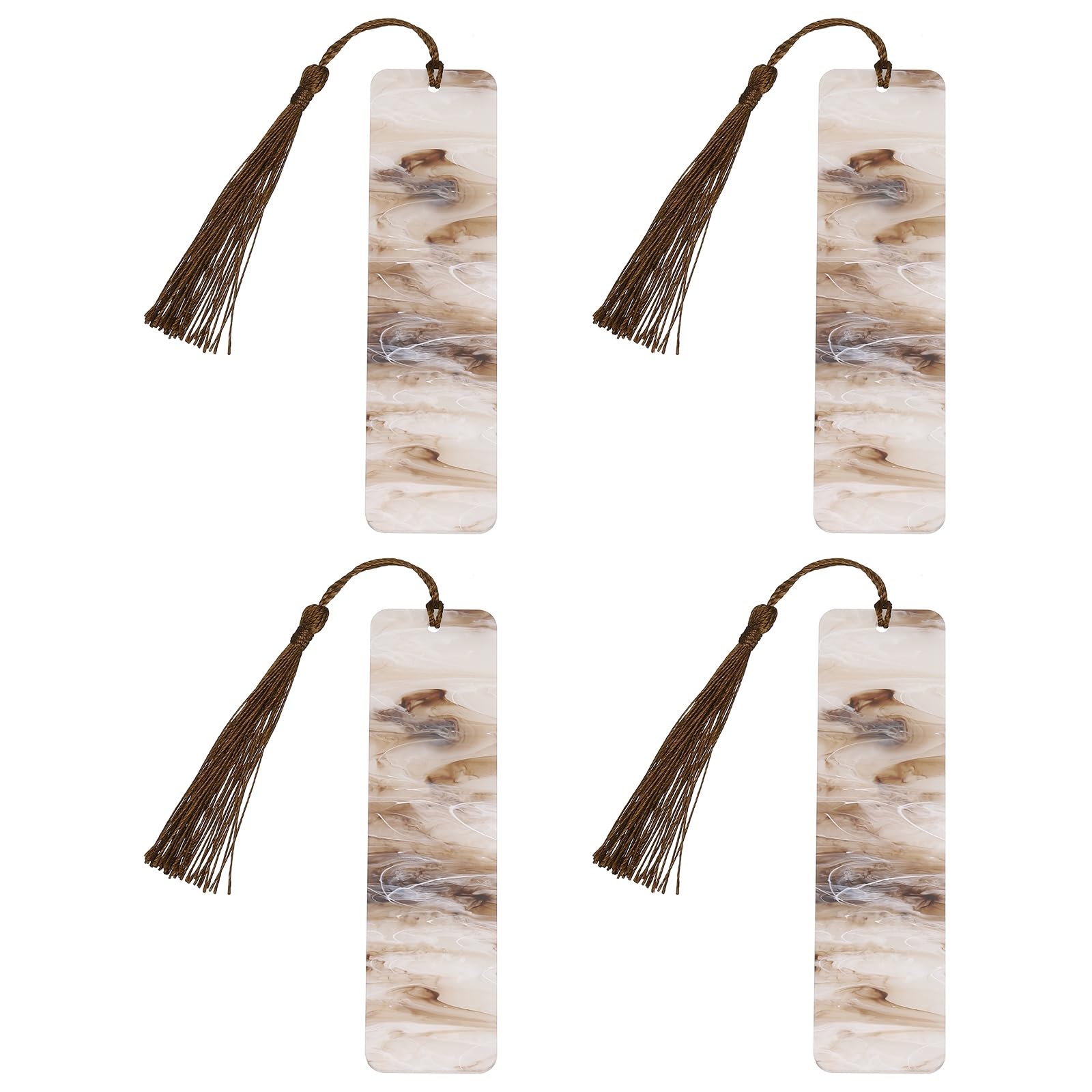 PATIKIL 4Pcs Glitter Bookmarks for Women, Acrylic Reading Book Marks Beautiful Bookmark with Tassels for Reading Accessories Gift Book Lover, Brown