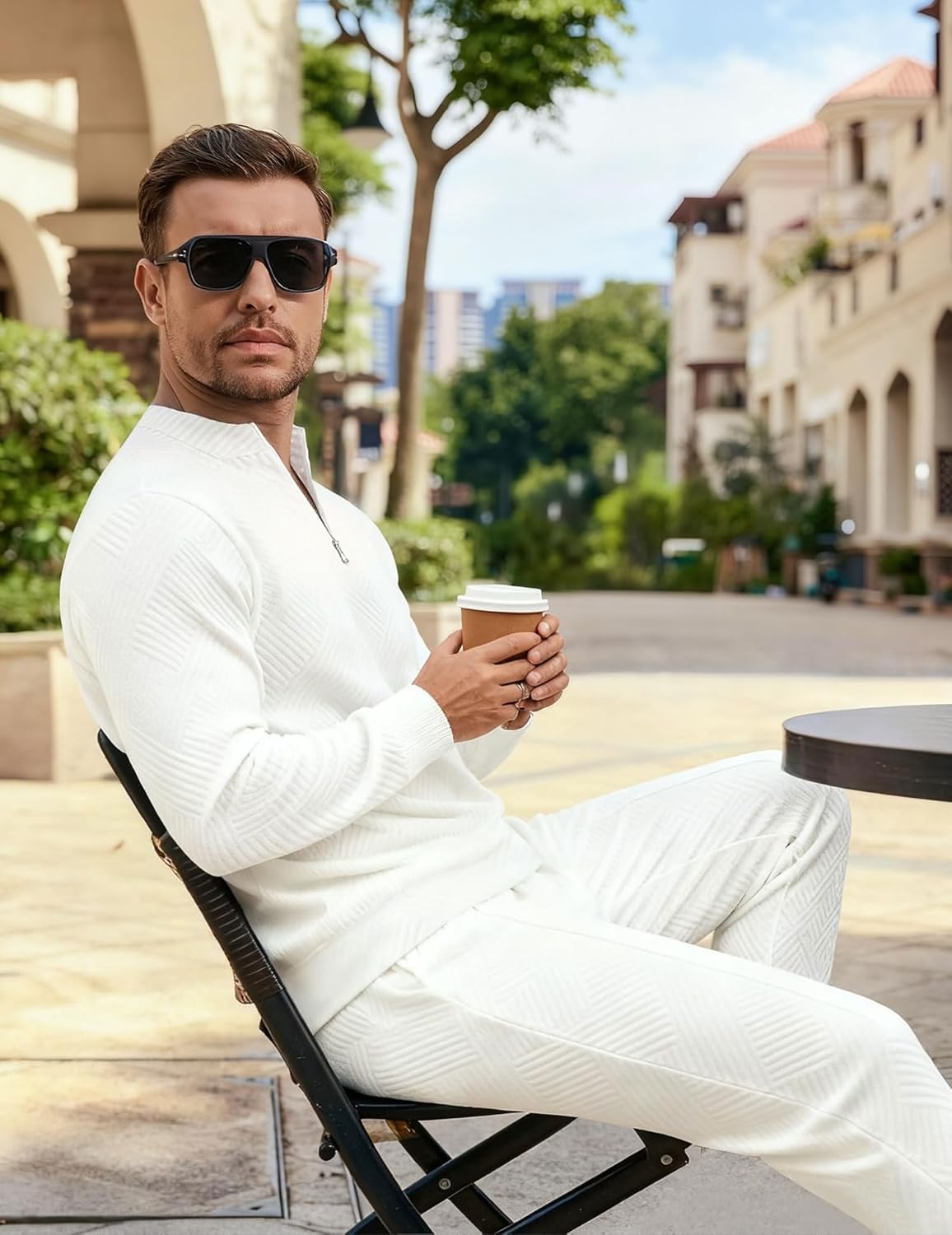 Bealin Mens Track Suits 2 Piece Long Sleeve Zip Polo Shirts & Sweatpants Textured Athletic Sweatsuit Casual Joggers Sets - Image 5