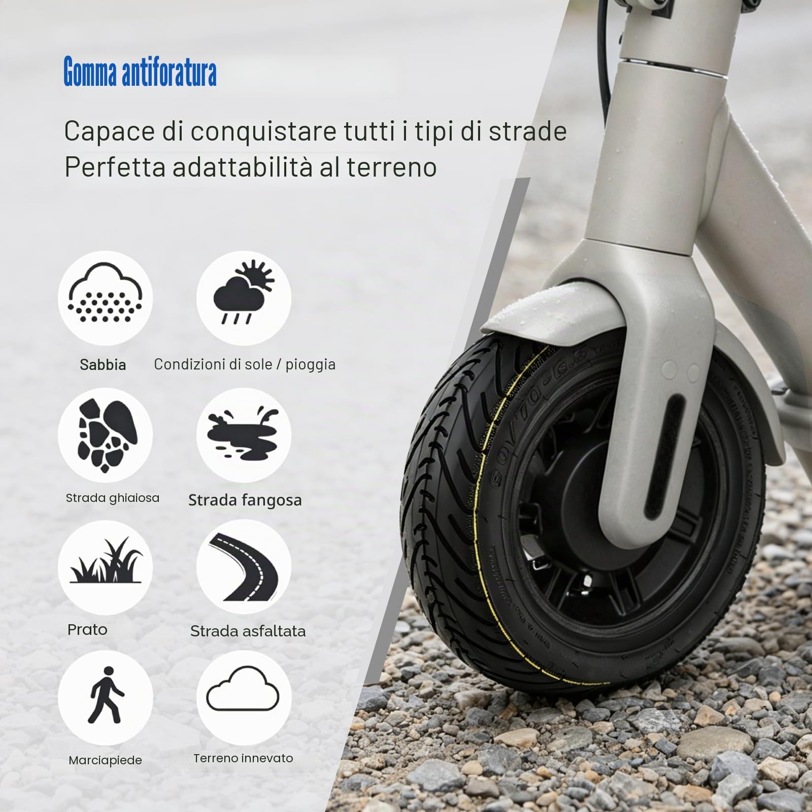 SYACHI 10x2,5Pollici Pneumatico Tubeless+2 Ugelli Diritti Scooter Elettrico Parti, 60/70-6.5 Gomma più Spessa e Più Ampia Tipo Ruote Monopattino, A Prova Di Esplosione