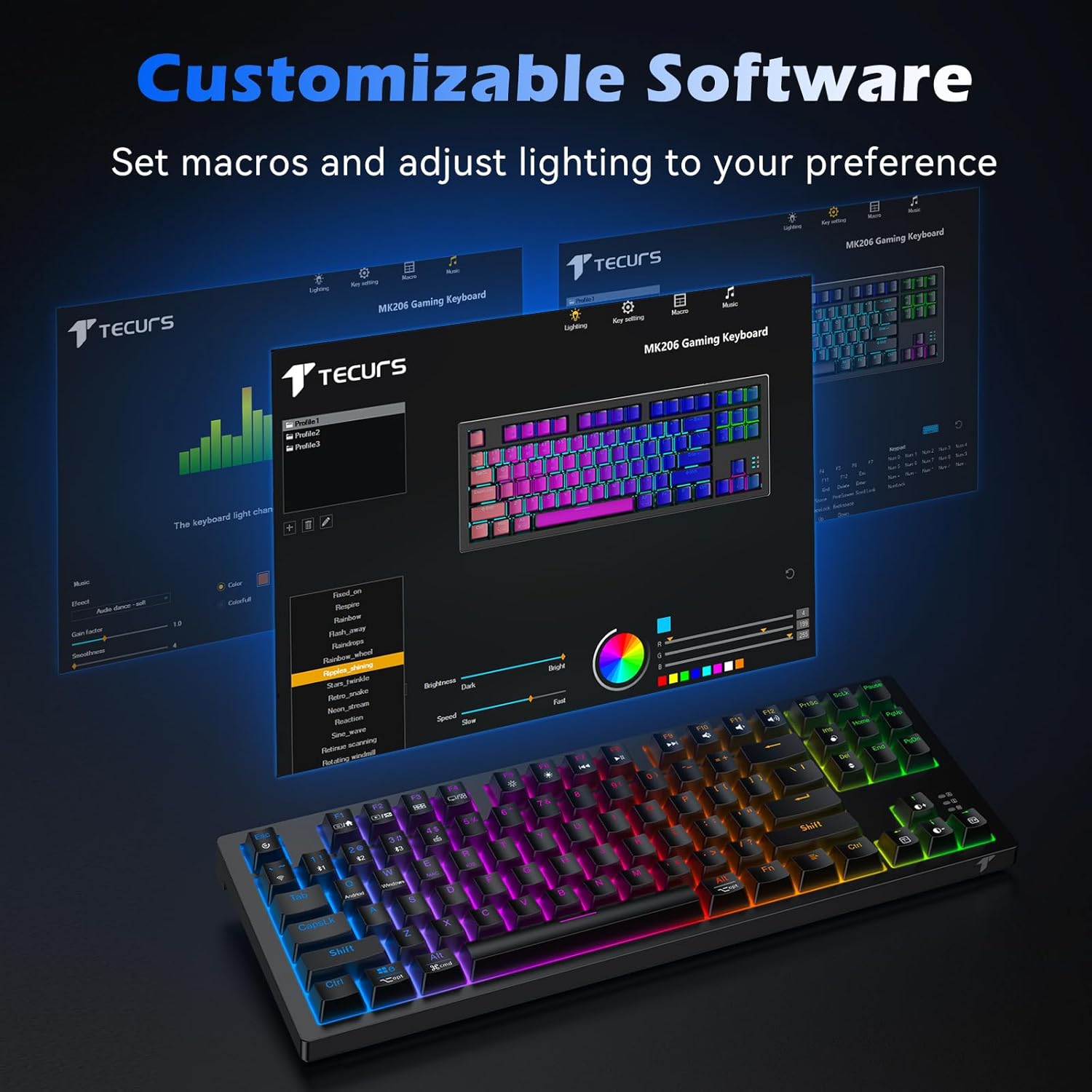 TECURS MK206 Keyboard customizable software interface