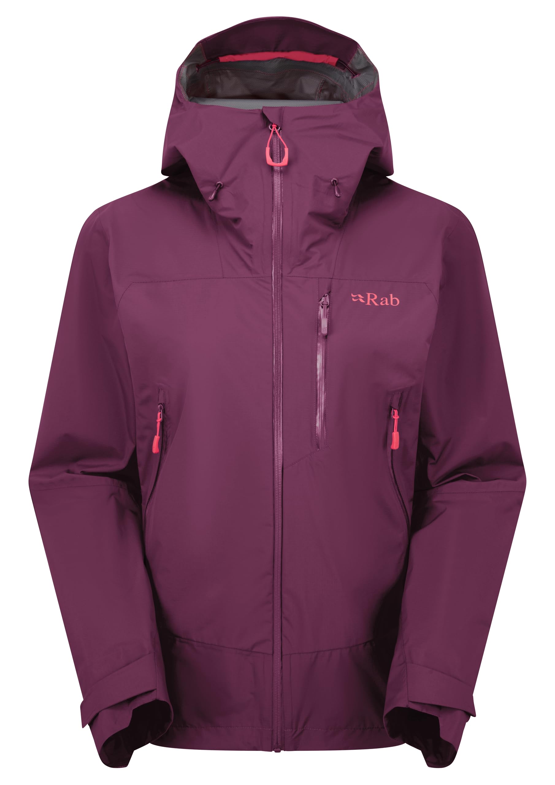 Rab Women's Downpour Mountain Jacket - Lightweight Waterproof Hooded Coat for Hiking & Trekking - Mulberry - 14