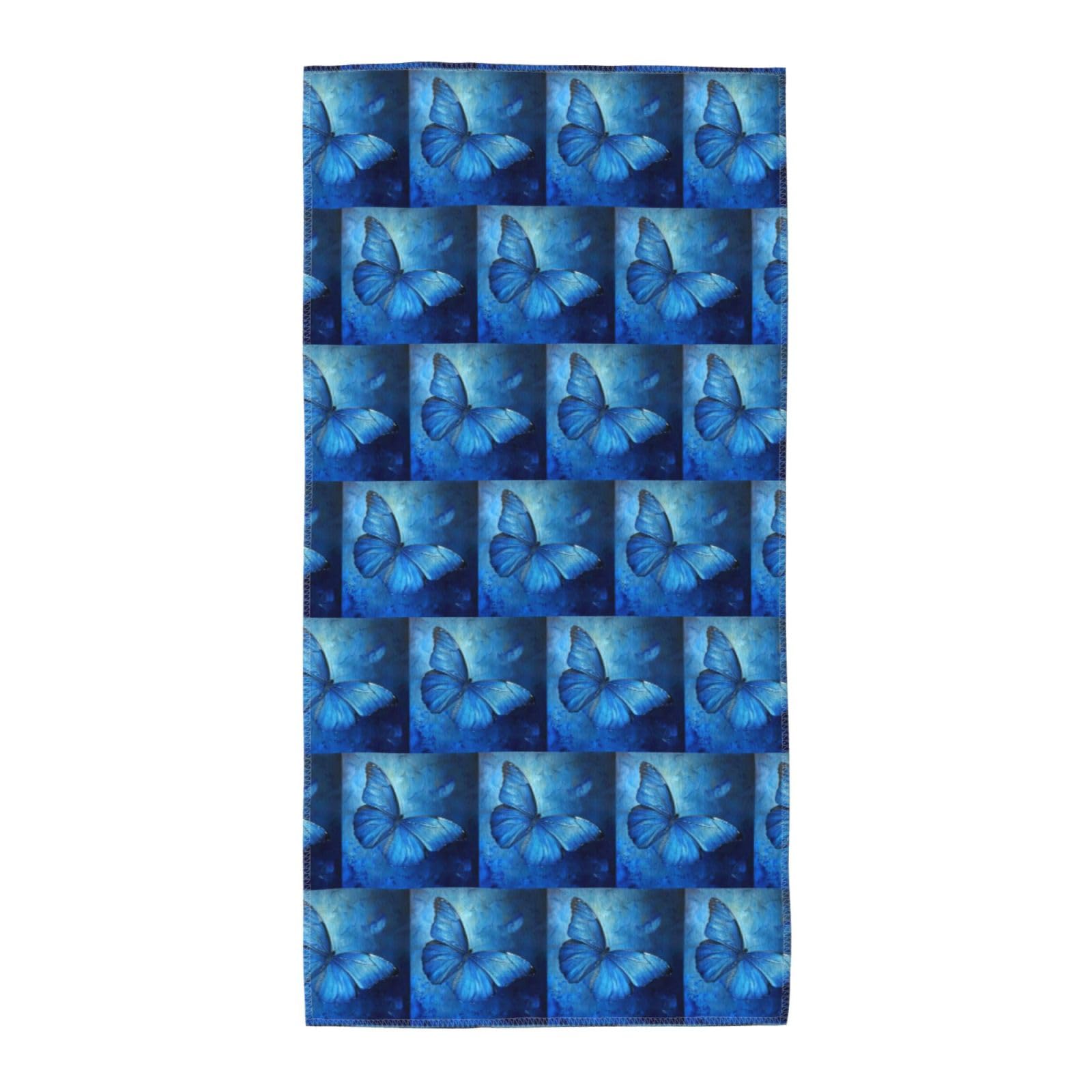 DIEzig Blue Butterfly Fashion Printed Long Bath Towel For Pool Side Seaside Holiday