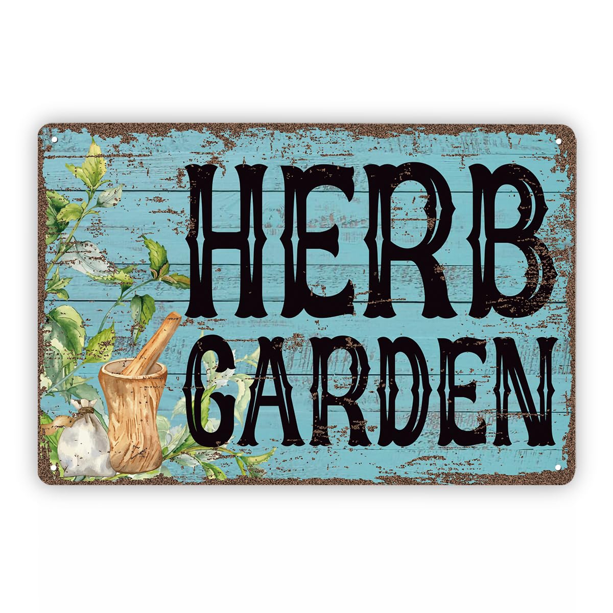 Herb Garden Decor Tin Sign, 11.8x7.9in Backyard Decor