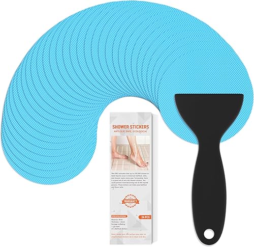 Calcomanías antideslizantes para bañera, 24 calcomanías de ducha para tinas de baño seguras, calcomanías antideslizantes para bañera y rascador para