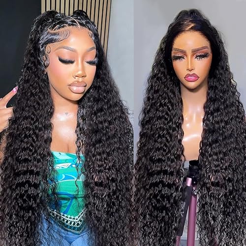 Hidden Strap 360 Full Lace Front Wigs Human Hair Invisible Strap Pre Plucked Bleached Konts Pre Cut Lace Deep Wave HD Lace Frontal Wig with Drawstring Natural Hairline 360 Glueless Wigs(20inch)