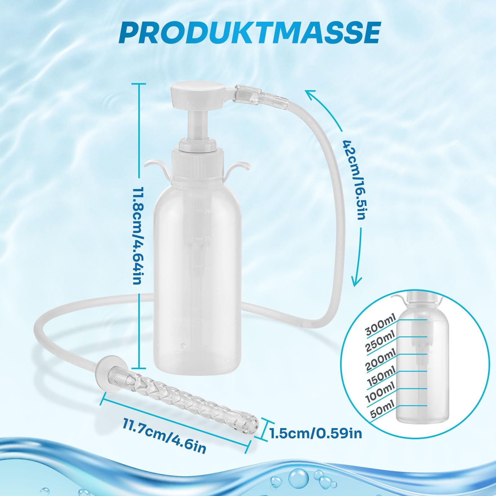 Sistema di pulizia vaginale riutilizzabile, doccia vaginale da 300 ml per le donne, doccia anale per gli uomini con pressione manuale, set di clistere per clistere intestinale siringa per clistere con