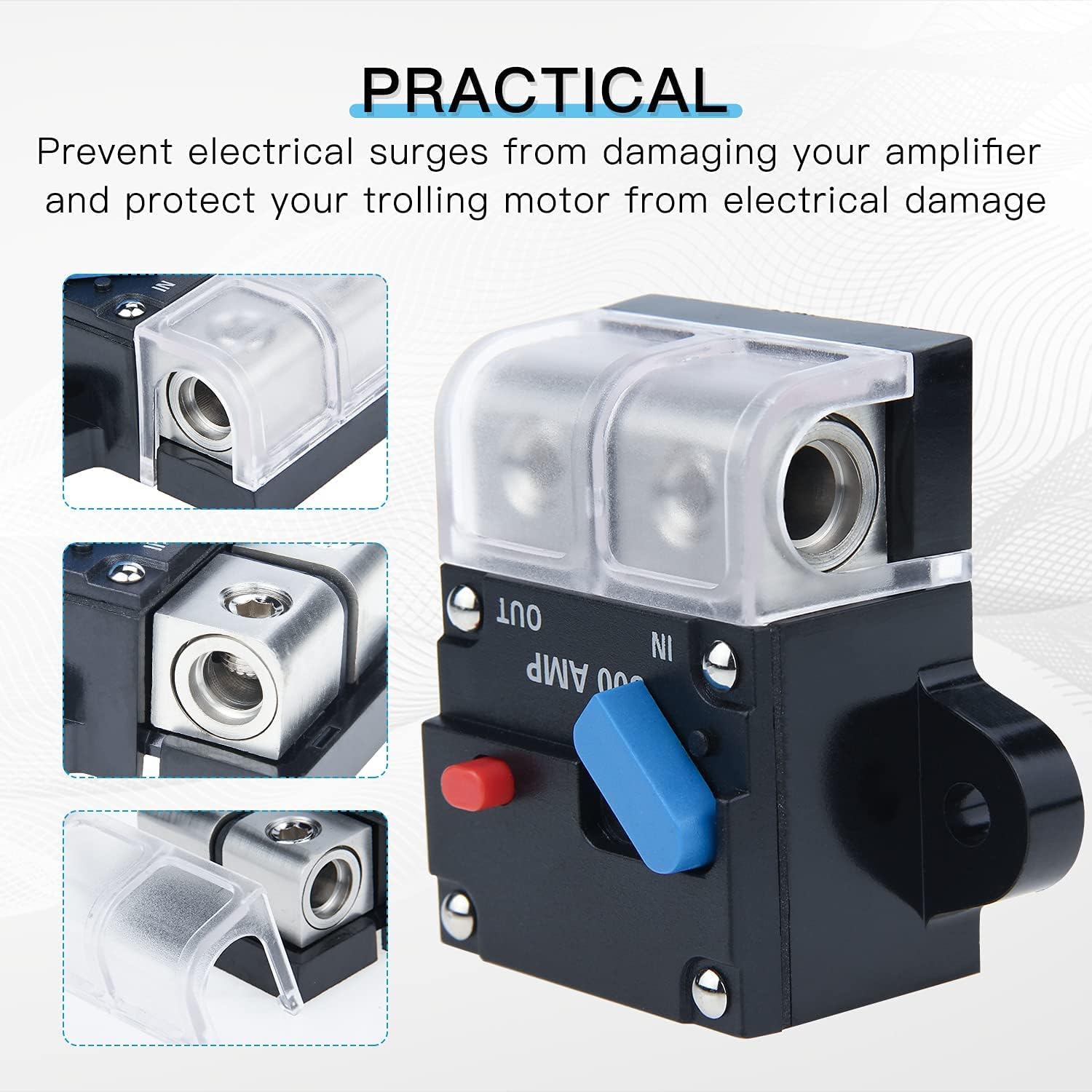 Motor Fuse Holders Inverter Circuit Breaker Car Audio Solar Energy Inline Circuit Breaker Fuse Inverter with Waterproof Cover for Motor Auto Car Marine Boat (250A)