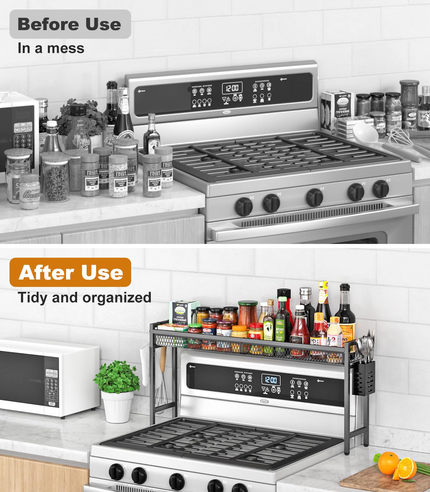 Stove Top Shelf - 5 Level Adjustable, Black -3 Stove Top Shelf - 5 Level Adjustable, Black -3