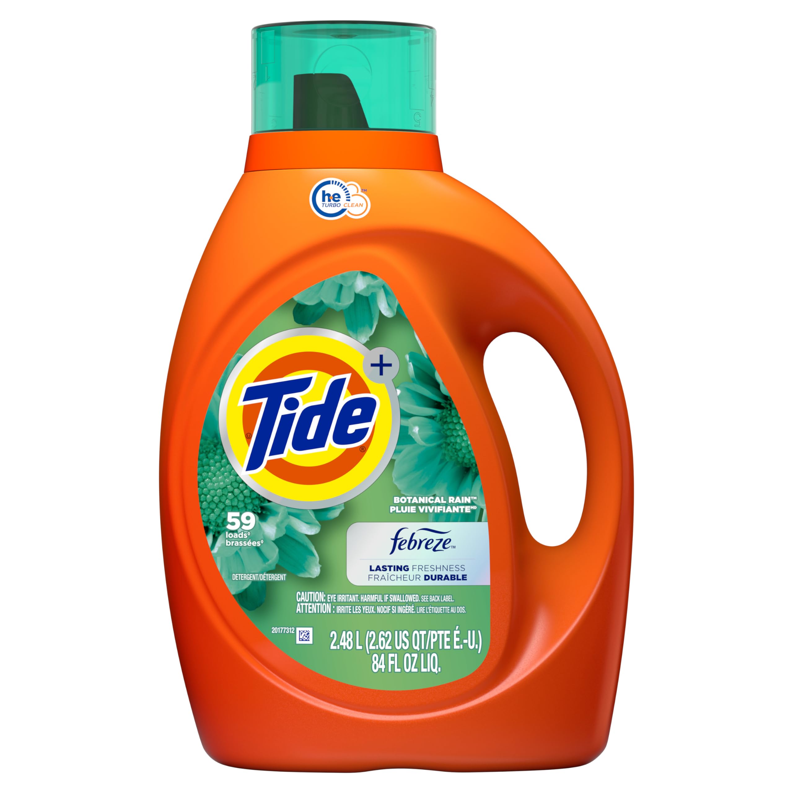 Tide Plus Febreze Freshness Botanical Rain Liquid Laundry Detergent, 84 fl oz, 59 Loads, HE Compatible