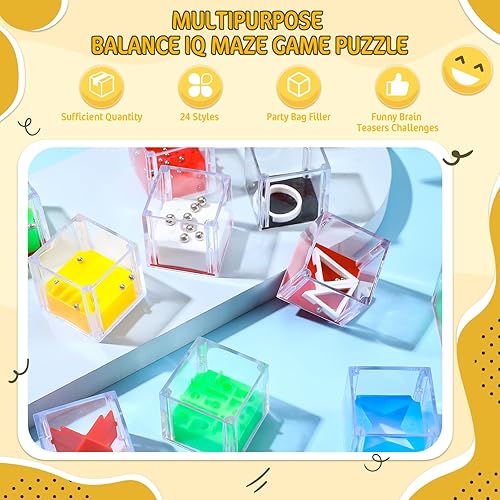 Miniatura 3 de 72 cubos de laberinto mini rompecabezas de 1.5 pulgadas equilibrio 3D IQ juegos de rompecabezas para rellenar calcetines, relleno de bolsas de