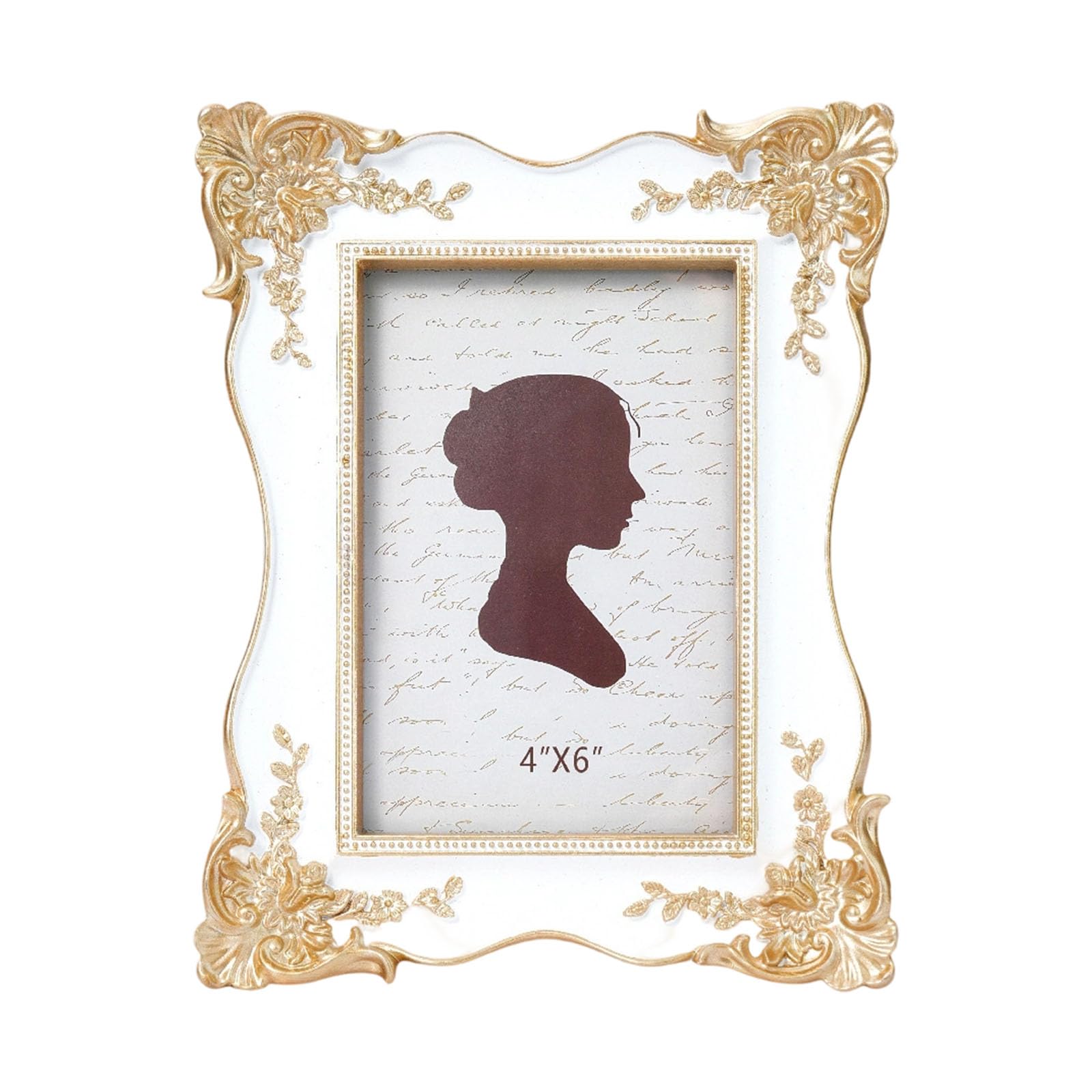 Resin Photo Frame Antique Design European Golden Trim Carved Picture for Wall Hanging or Tabletop Decors Picture with Gold Trim