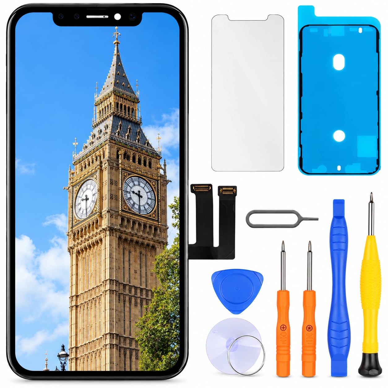 LL TRADER Schermo per iPhone 11 LCD 6,1'' e Kit di Riparazione | Display FHD con 3D Touch e Digitalizzatore, Dotato di Nastro Adesivo Impermeabile e Pellicola Protettiva