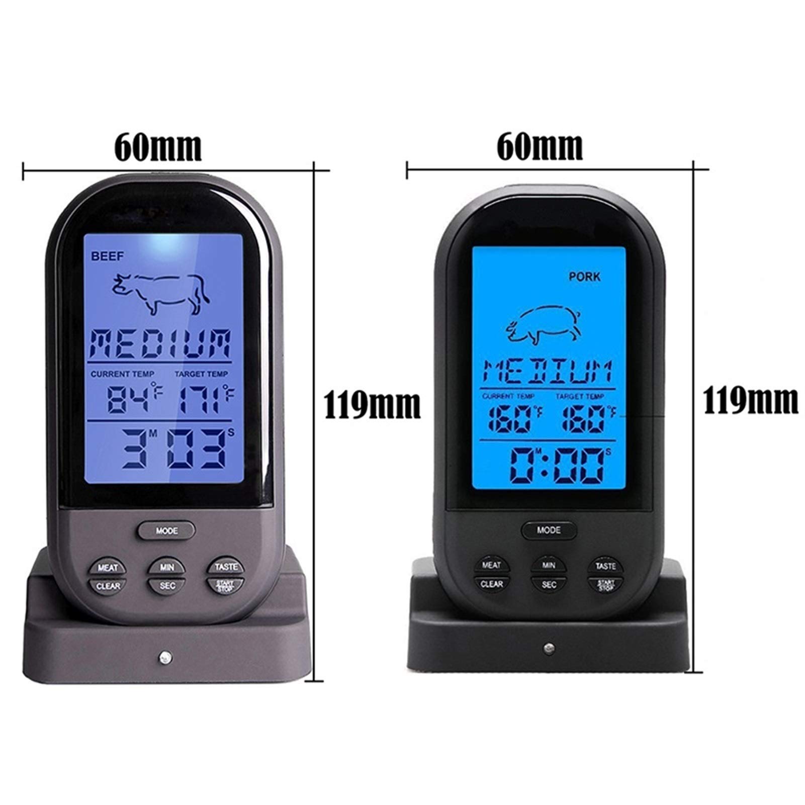 Termometro Igrometro Termometro digitale BBQ BBQ Grigliatura della sonda alimentare Termometro da cucina Strumenti di cottura con allarme timer Termometro igrometro per interni(A)