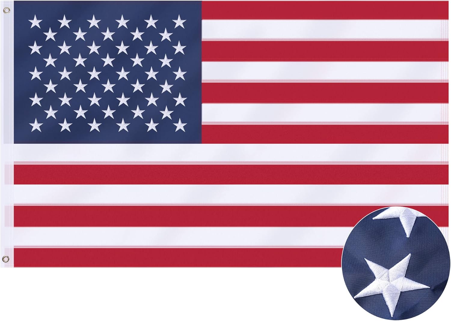 American Flag 3x5 Ft, US Deluxe Embroidered Heavy Duty Polyester Durable Outside Flags with Brass Grommets