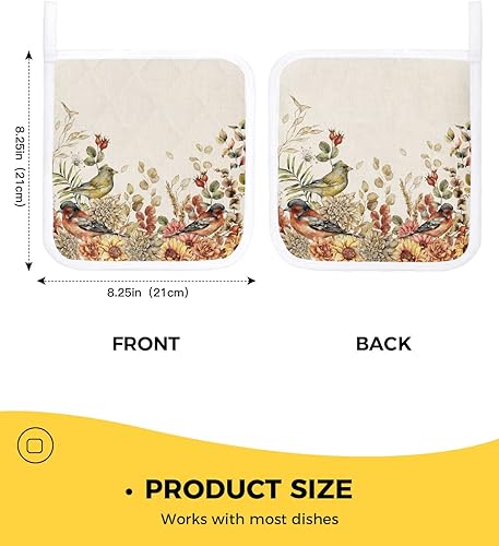 Miniatura 3 de Juego de 2 soportes para ollas de eucalipto de otoño para cocina, platos de sartén para horno, tapete a prueba de calor con lazo para colgar,