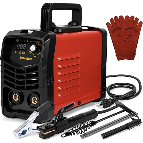 200Amp Welder Machine with 25 Rods,110v Mini Stick Welder for 1/16"-1/8" Rod, Portable IGBT Inverter Welding Machine with Hot Start, MMA Welding Kit with Synergic Control Arc Force Anti-Stick