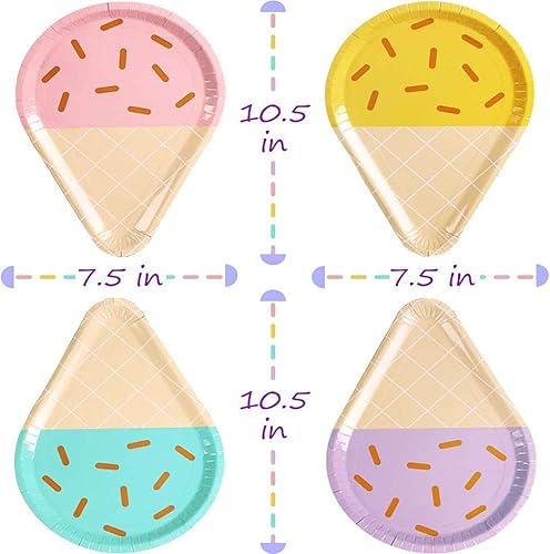 Miniatura 2 de 48 platos de fiesta de helado, platos de papel desechables de 10 pulgadas, bonitos suministros de fiesta de Sundae para niños y niñas, decoraciones
