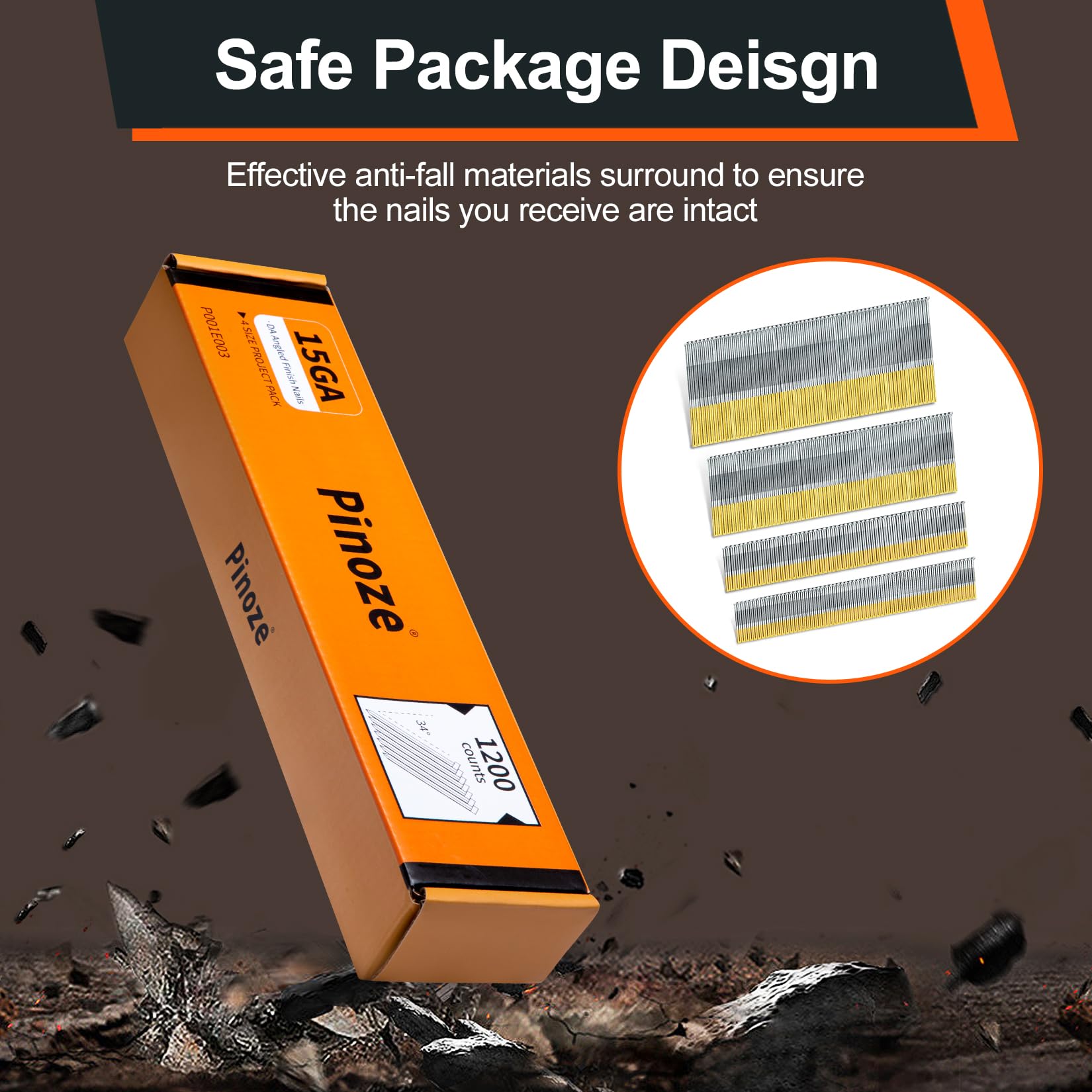 Pinoze DA Finish Nails - 1200 Pack, Angled -5 Pinoze DA Finish Nails - 1200 Pack, Angled -5