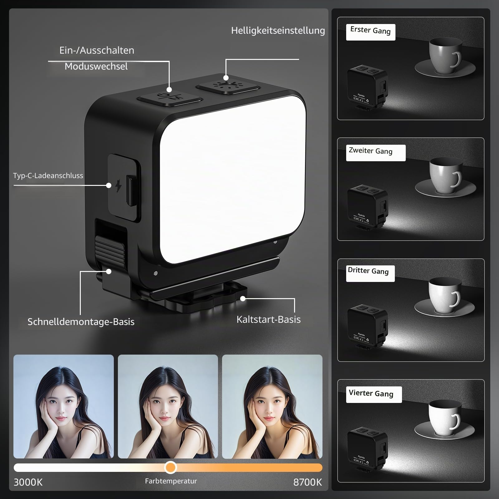 Mini-Licht für DJI Action-Kamera, Pocket 3 Fill Lighting Cold Hot Shoe LED Vlogging Licht Befestigung für DJI OSMO Pocket 3 Action 5 Pro 4 3, für GoPro Zubehör