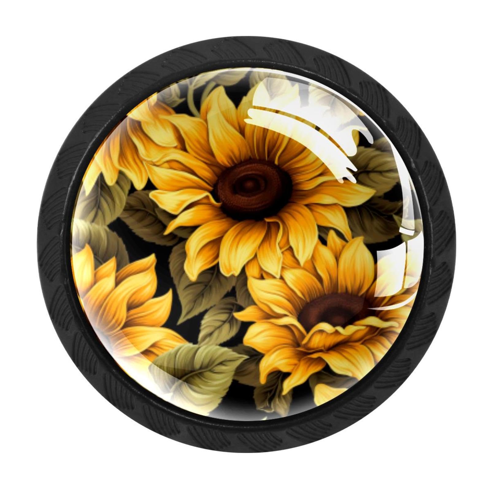 CHENZZZZ 4 Pieces Black Cabinet Pull Handle with Screws,Skull Sunflower Kitchen Knobs, Hardware for Cupboard Drawer Dresser