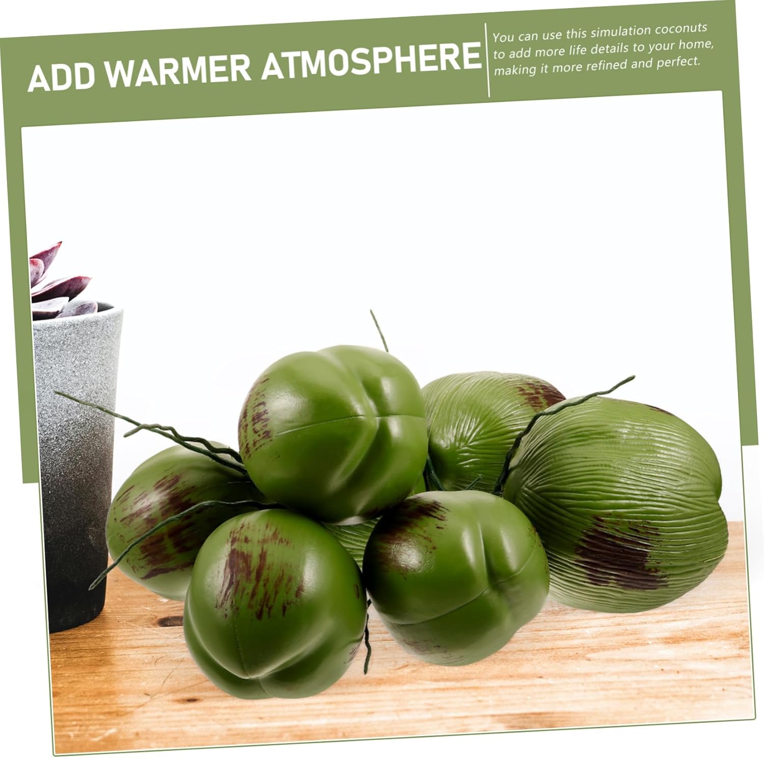 Mobestech 1 Bunch High Simulation Artificial Coconuts Realistic Fake Fruit Prop for Home Garden Wedding Decoration Lifelike Tropical Adornment with Chic Colors