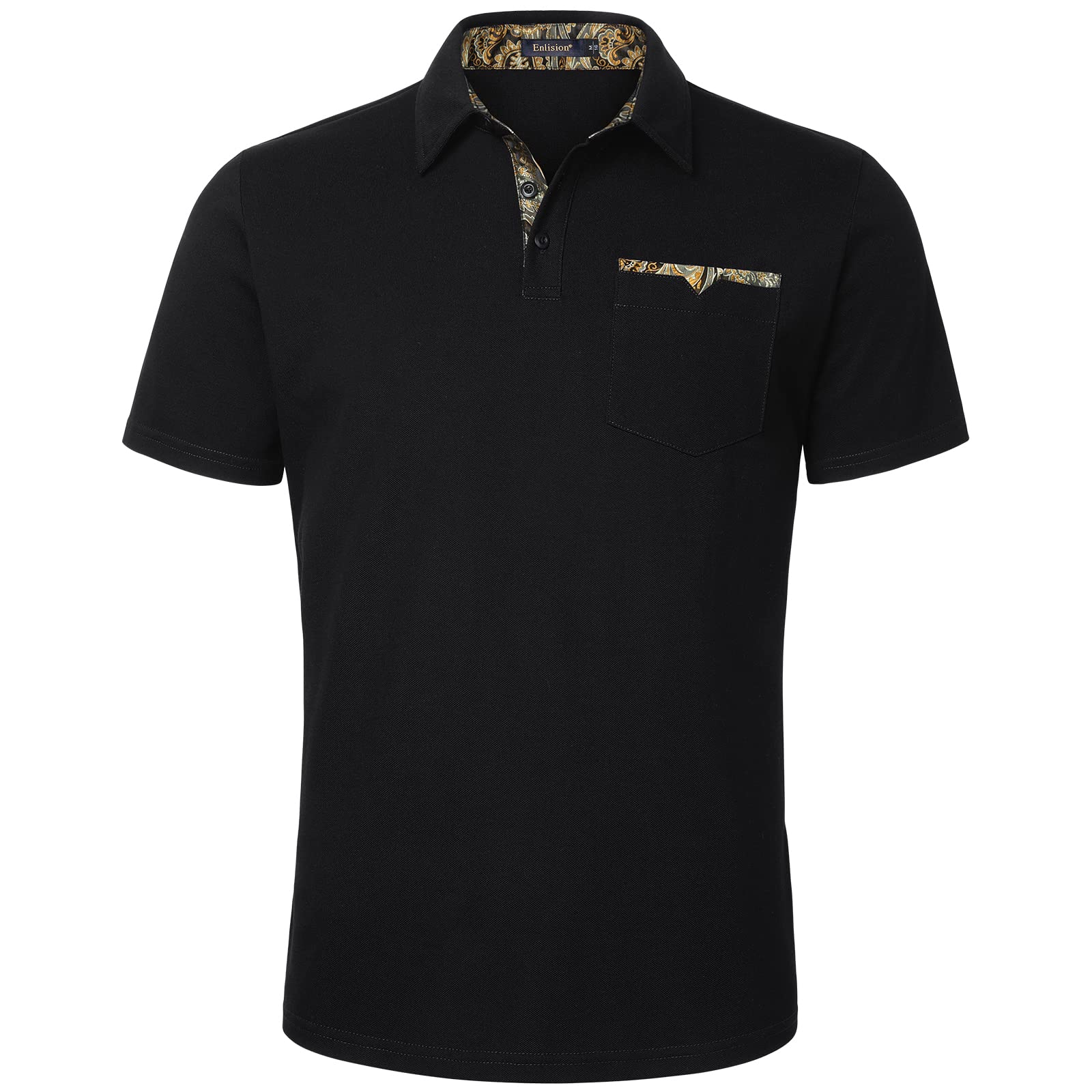 Enlision Polos Manga Corta Hombre con Bolsillo Polos Manga Larga Elegante Camisa Polo de Golf Casual Regular Fit S-XXL