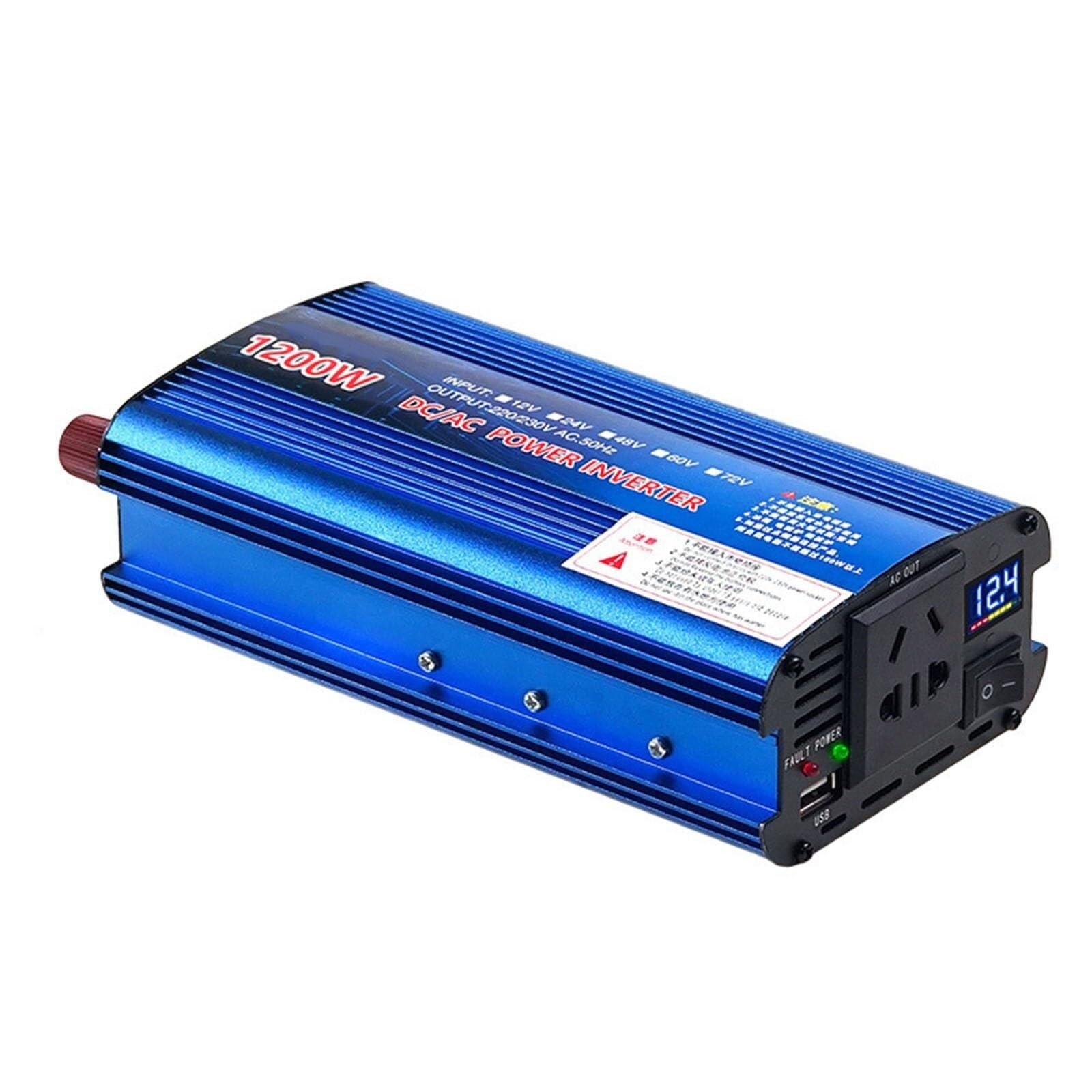 PWANUIGTE LCD Display 1200W/2000W/2500W Home Power Inverter DC 12v24v48v60v to 220V Smart Car with USB Interface(1200W,48V-220V)