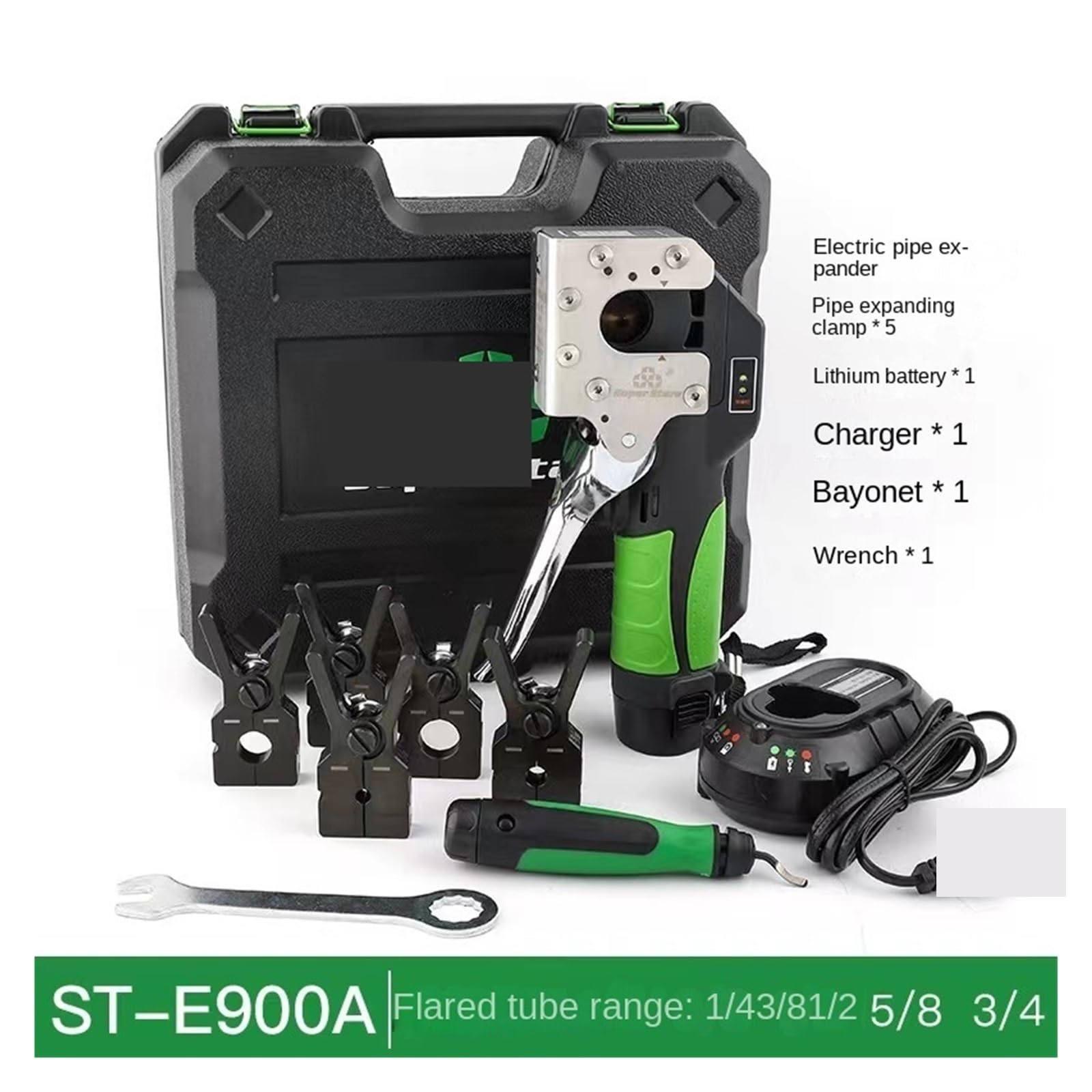 Herramienta para expandir tubos, Herramienta eléctrica for abocardar cobre sin cable, ST-E900A Juego de expansor manual/automático con batería de litio for abocardar tubos de cobre(ST-E900A)