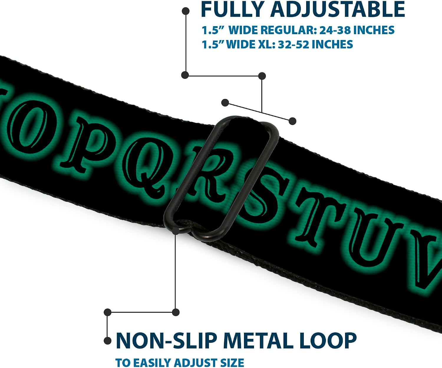 Ouija Board Belt, Seatbelt Buckle, Ouija Board Letters and Elements Black Greens