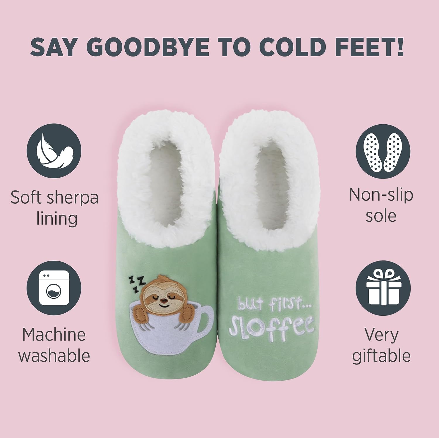Snoozies Animal Slipper Socks for Women, Funny Animal and Fuzzy Slippers Soft Non-Slip with Sherpa Lining, Cute Slippers