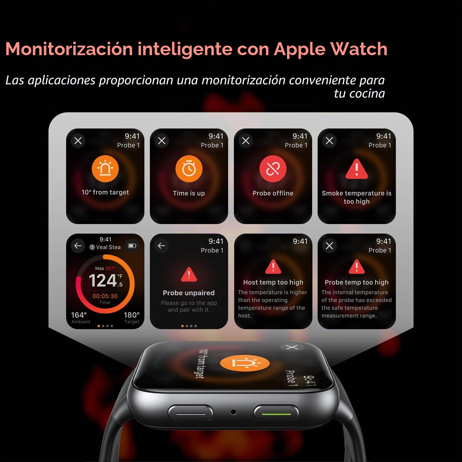 Inkbird INT-11I-B Mini termómetro de carne inalámbrico con pantalla LCD Bluetooth 5.4 con alcance de 305 m, impermeable IP67 para horno, barbacoa, ahumador, horno