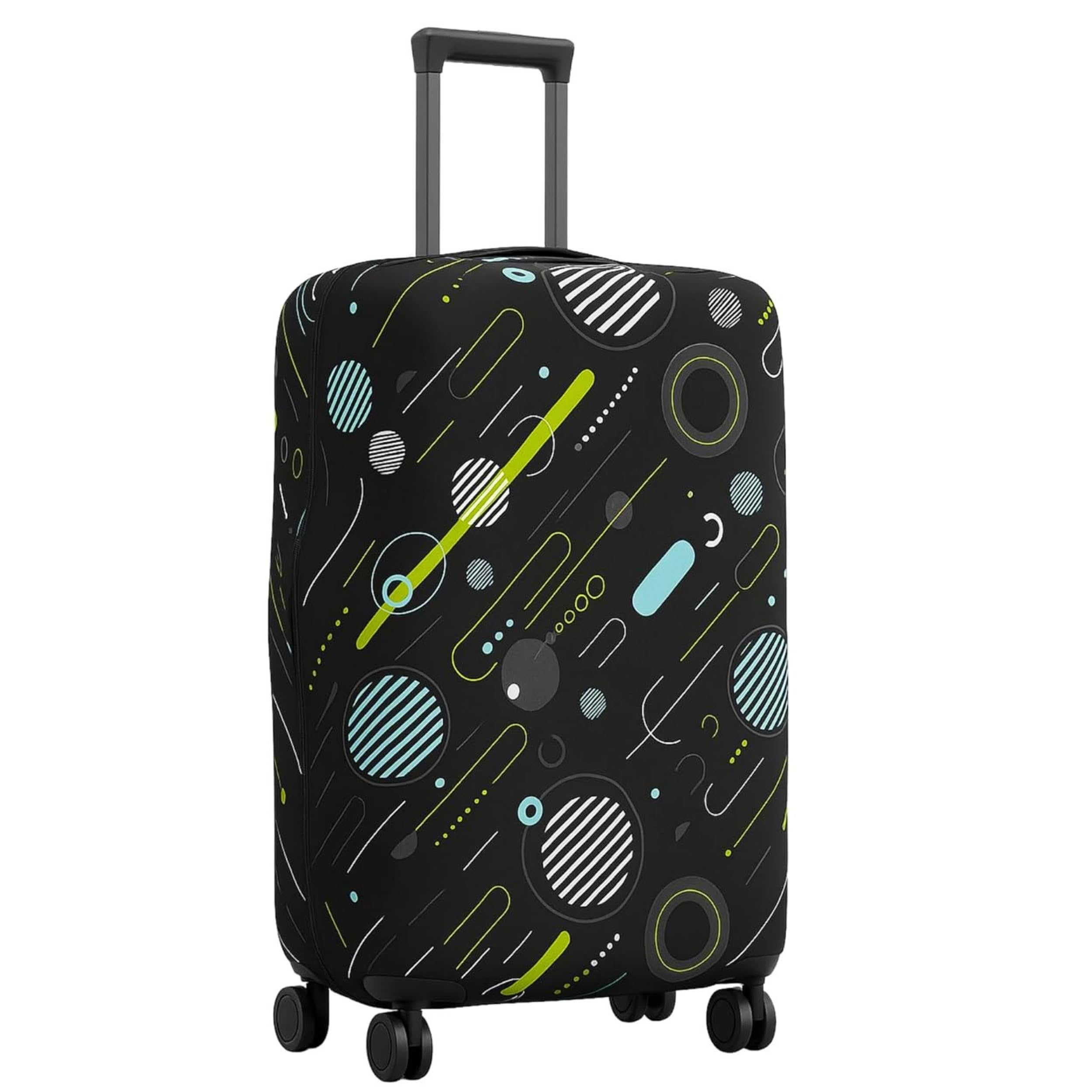 Luggage Cover Trolley Covers for Suitcase Washable Dust Proof Anti-Scratch Protector Polyester Printed Stretchable Fabric (Fits Fiber/Plastic Trolley Bags Only) (Black, 24 Inch)-image-32