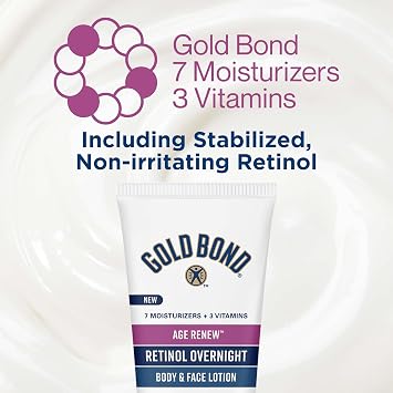 Gold Bond Age Renew Retinol Overnight Body & Face Lotion, Retinol Face and Body Lotion with Peptide Complex, 7 oz