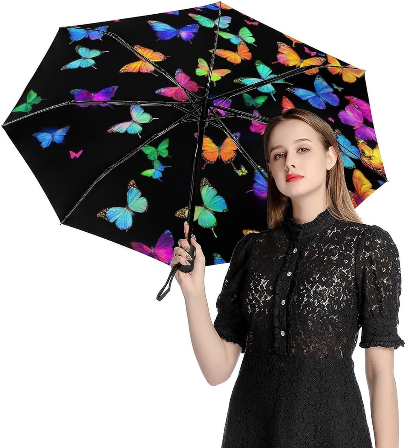Fashion Compact Auto Folding Umbrella Windproof Travel Umbrella For Rain & Sun