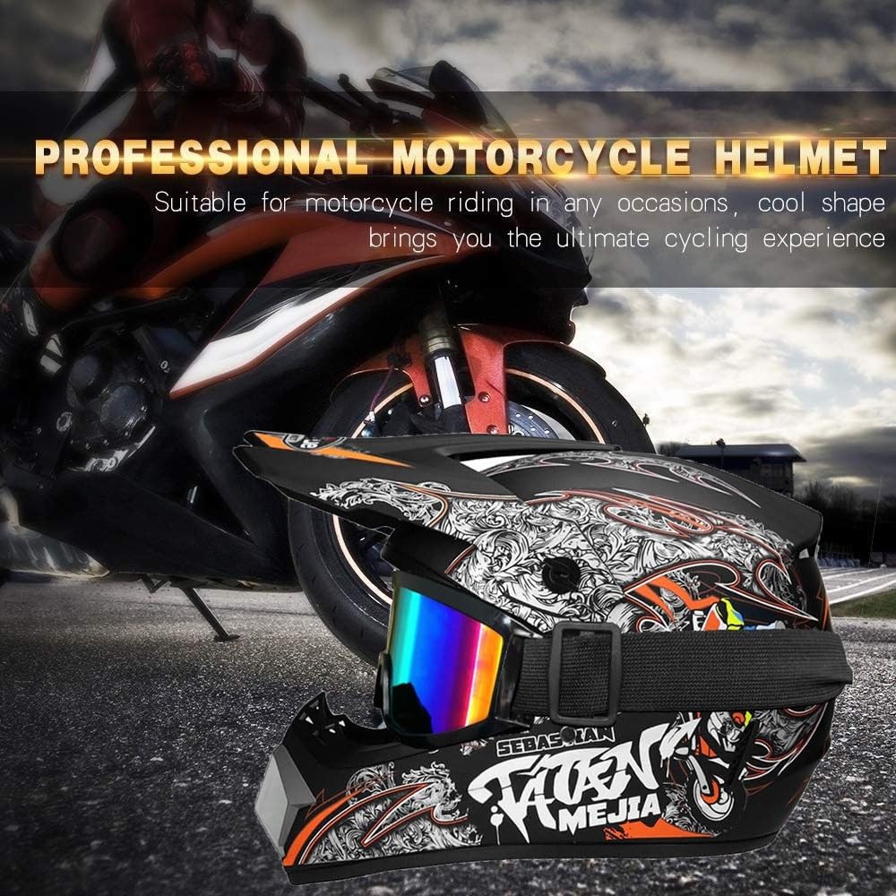 Unisex Dual Sport Casco da Motocross Impostato, con Occhiali Guanti Maschera, Gioventù Bambini Integrali Fuori Strada Moto Caschi, Discesa Enduro MTB BMX ATV Quad Dirt Bike Casco