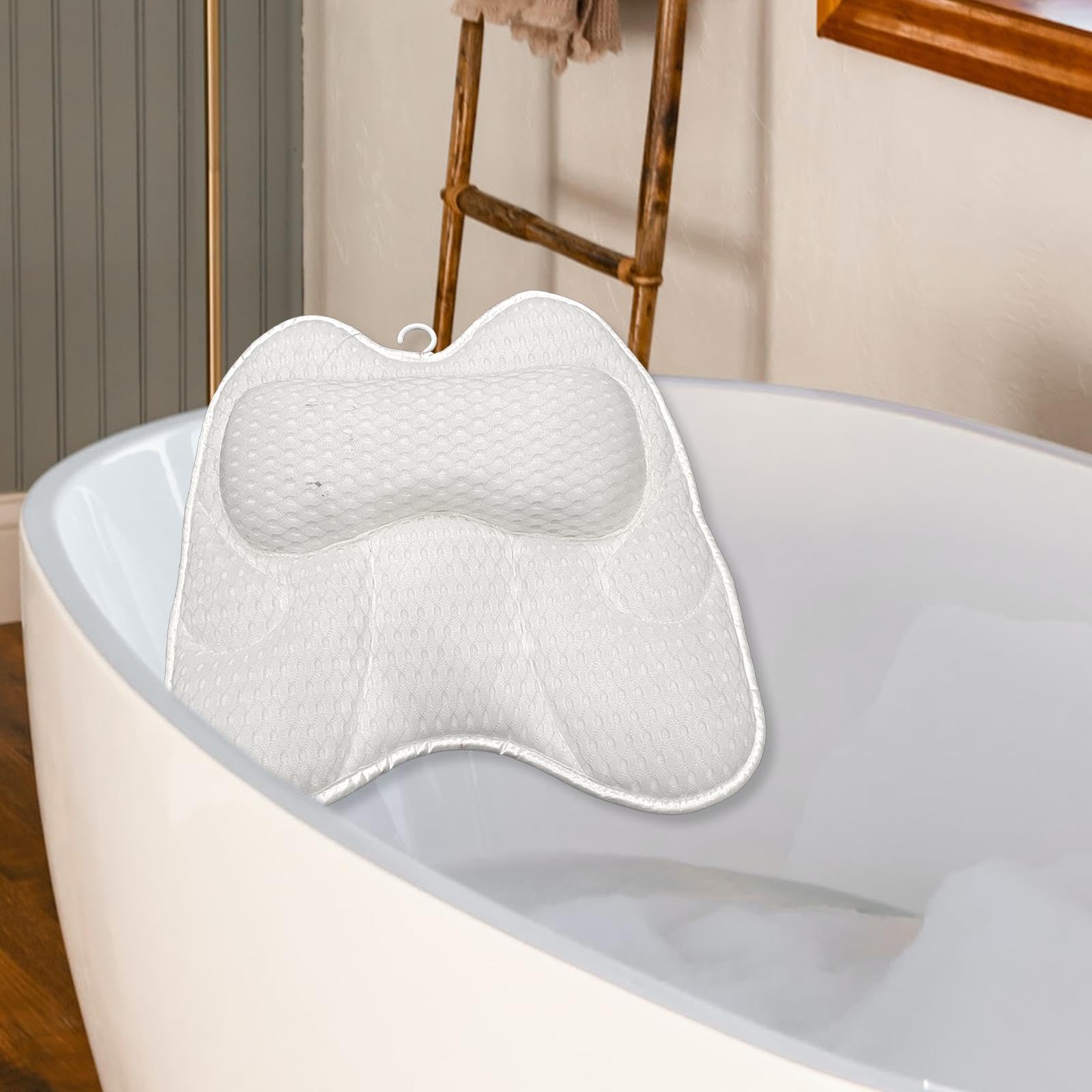 浴槽枕 浴槽枕 ヘッドレスト 3Dエアメッシュクッションと滑り止め吸盤付きM 白 Amazon｜Bvdfgk 頭と首用浴槽枕 - 浴槽枕ヘッドレスト 浴槽の首と背中