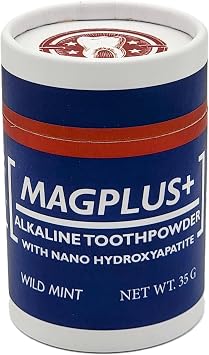 MagPlus+ Premium Toothpowder, Mint, 35 g, Magnesium and Hydroxyapatite, Acid Protection, Remineralize Enamel, Relieve Sensitivity, Whiten Teeth, Antiplaque, Made in USA 35 g, Wild Mint