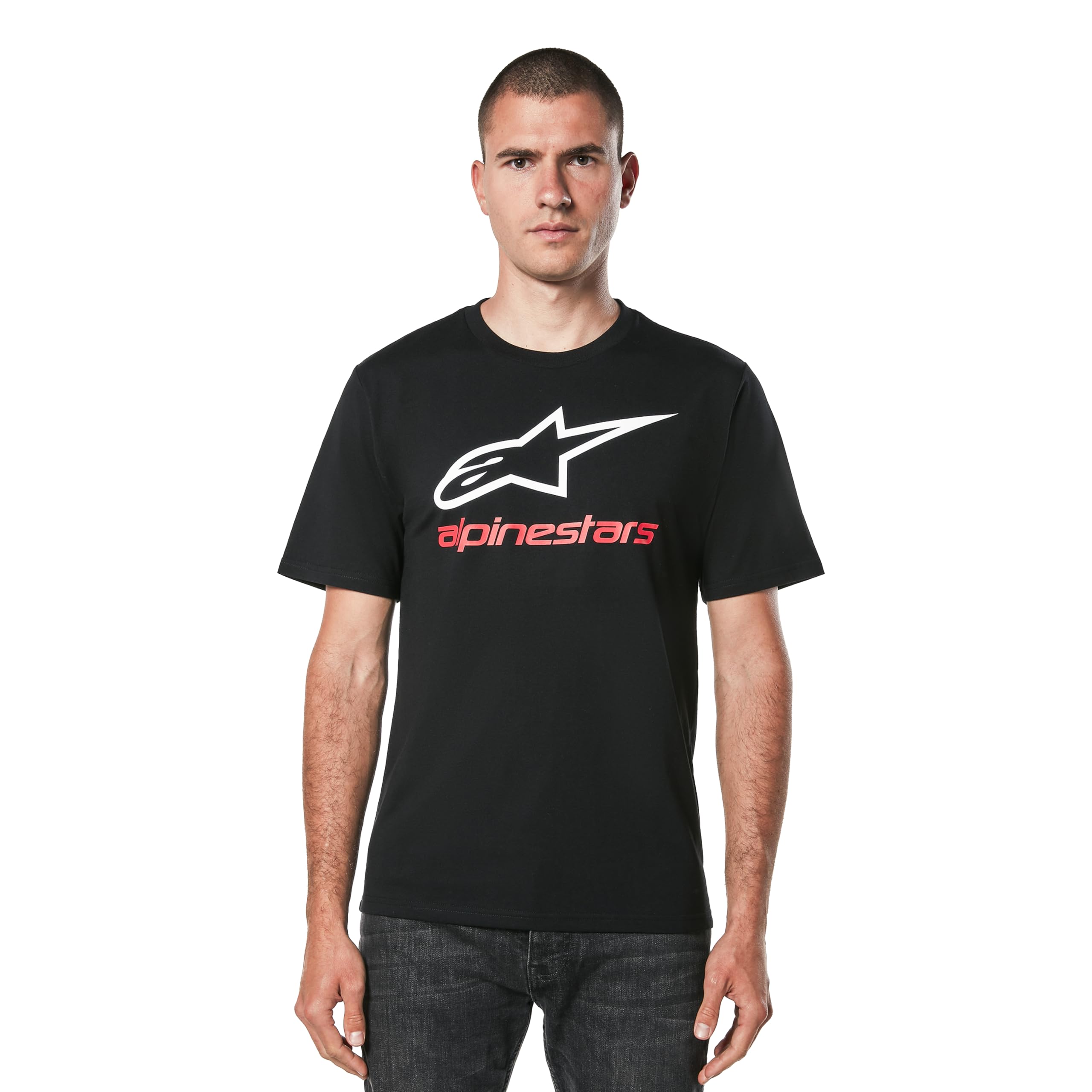 Alpinestars Original Logo Tee Men's Short-Sleeved Crew Neck T-Shirt, Black/White/Red, L