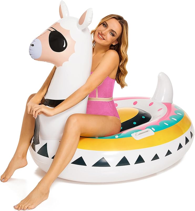Triumpeek Inflatable Llama Pool Float, 51", Fiesta Alpaca | Novelty Fun Water Inflatable Ride-On, Summer Swimming Pool Party Decoration Toys, For Adults