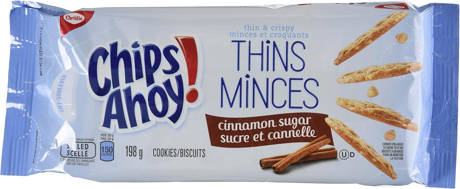 Chips Ahoy! Thins Cinnamon Sugar Chocolate Cookies, 198g Amazon.ca