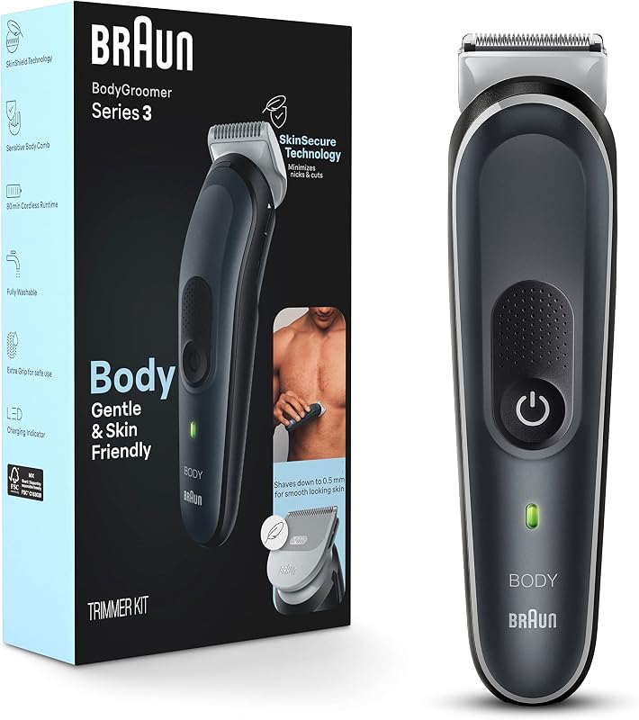 Aparador corporal Braun Body Groomer Series 3 3340 com 2 pentes de 1 mm e 3 mm