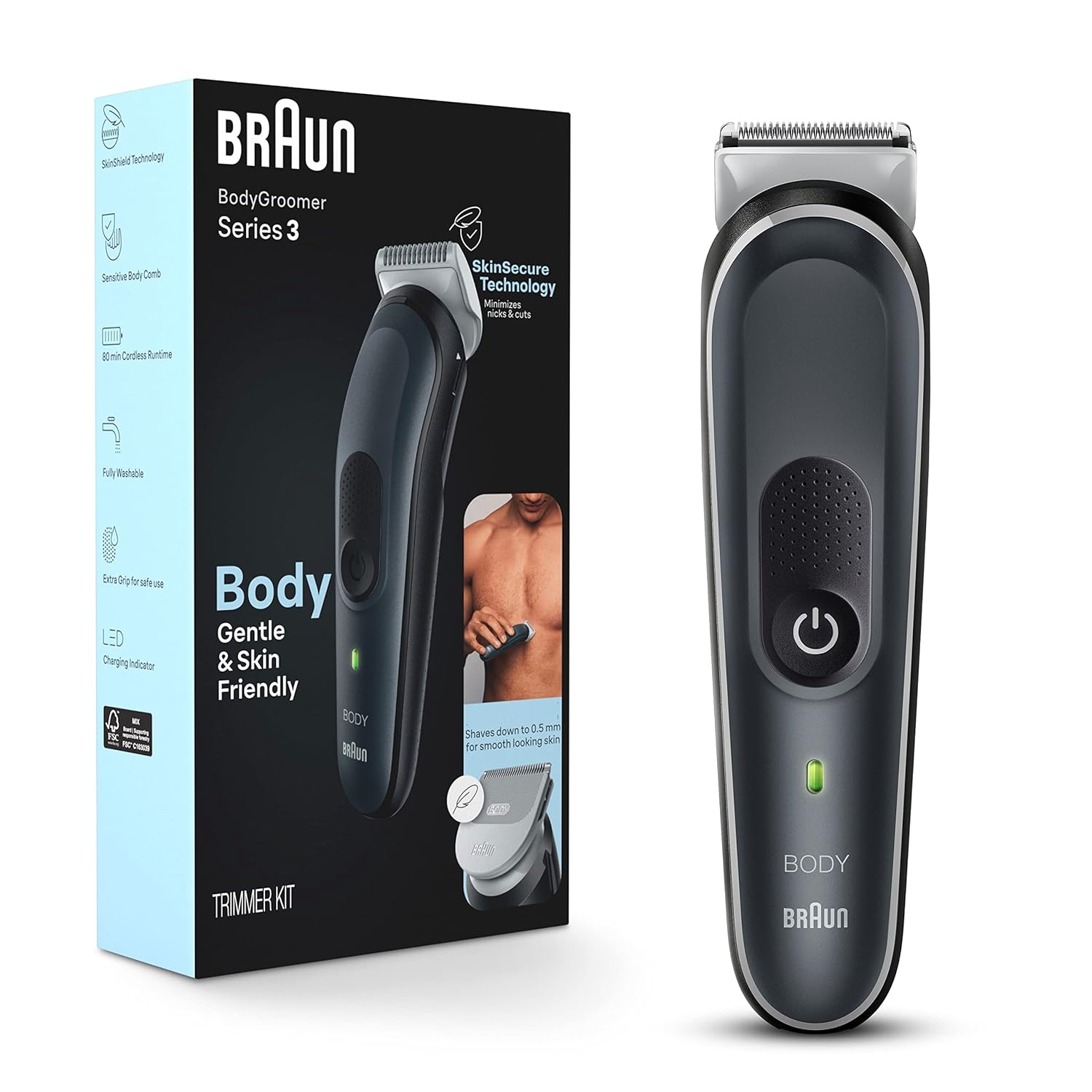 Braun Body Groomer Series 3 3340, Body Groomer for Men, for